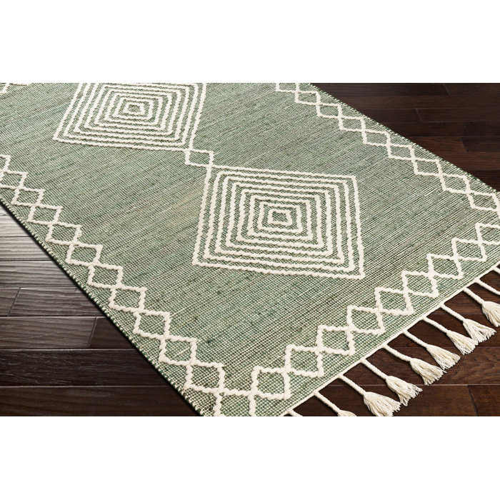 Rodriguez Handmade Medium Green/Cream Rug & Reviews Joss & Main